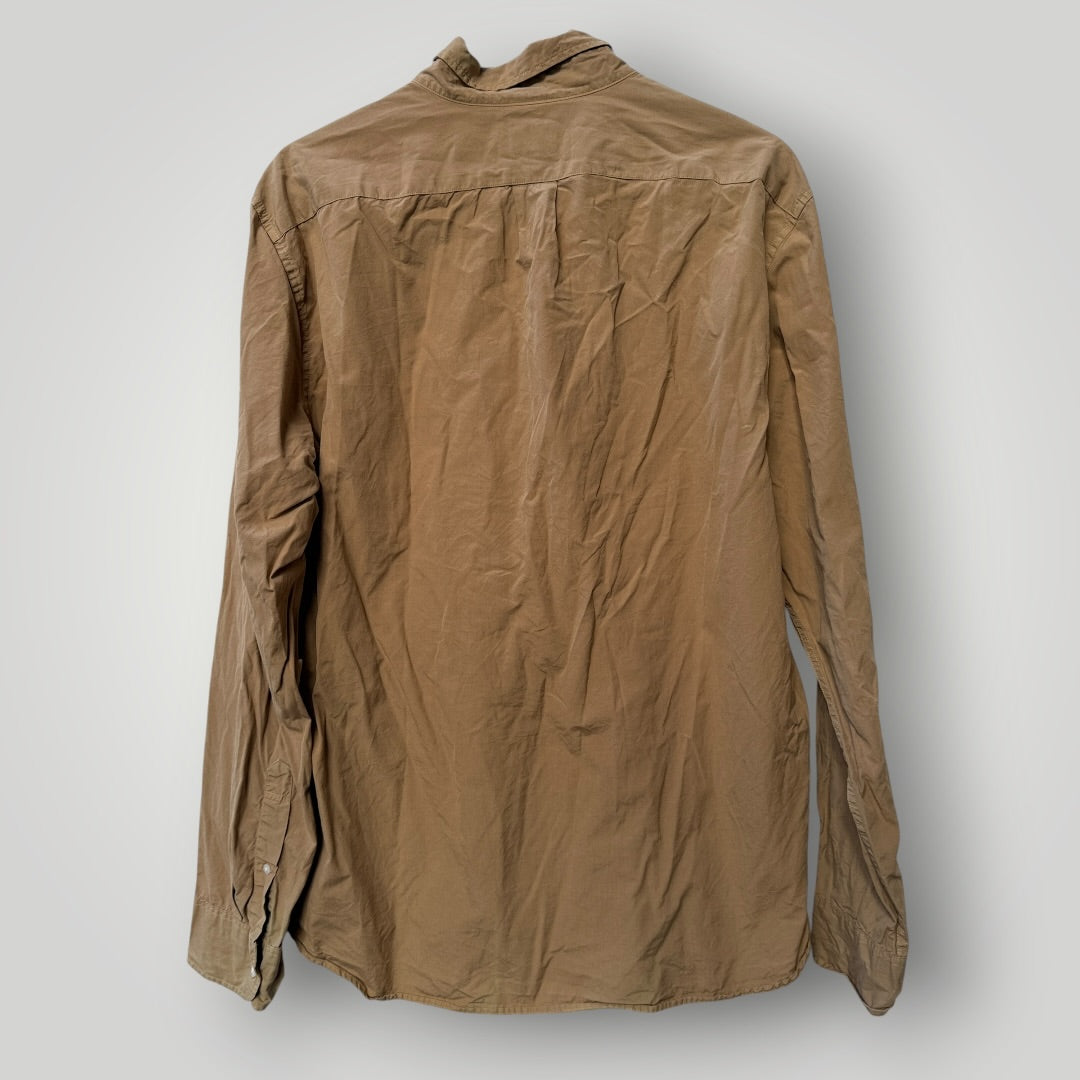 J CREW / slim cut poplin cotton shirt / brown / XL (3914152174510157339)