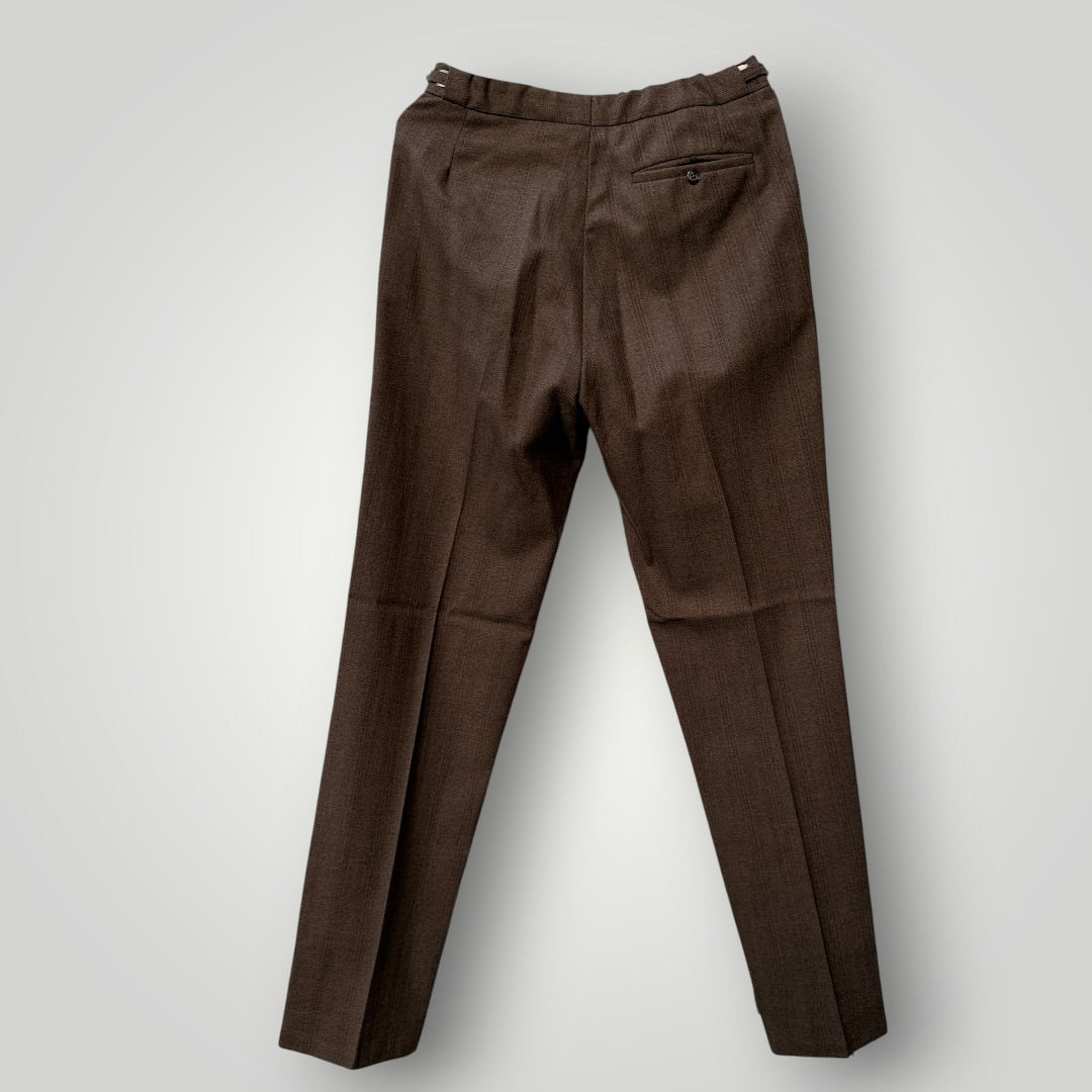 1960s vintage / HARDY AIMES for hepworths / pinstriped brown wool suit / small (3914152196414174668)