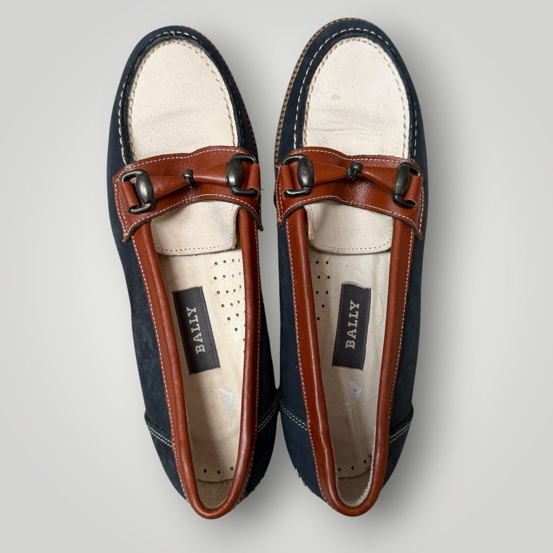 1980s vintage / BALLY / tricolour horsebit leather loafers / 37.5 (3914313937172390177)