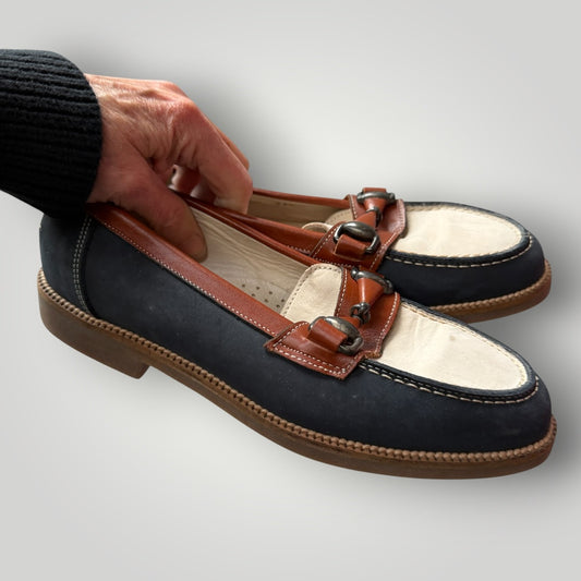 1980s vintage / BALLY / tricolour horsebit leather loafers / 37.5 (3914313938718053923)