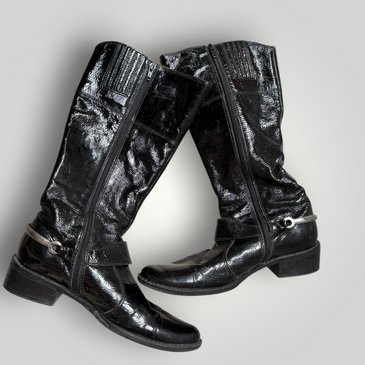 patent leather / knee high boots / 7.5 (3914400333273880680)