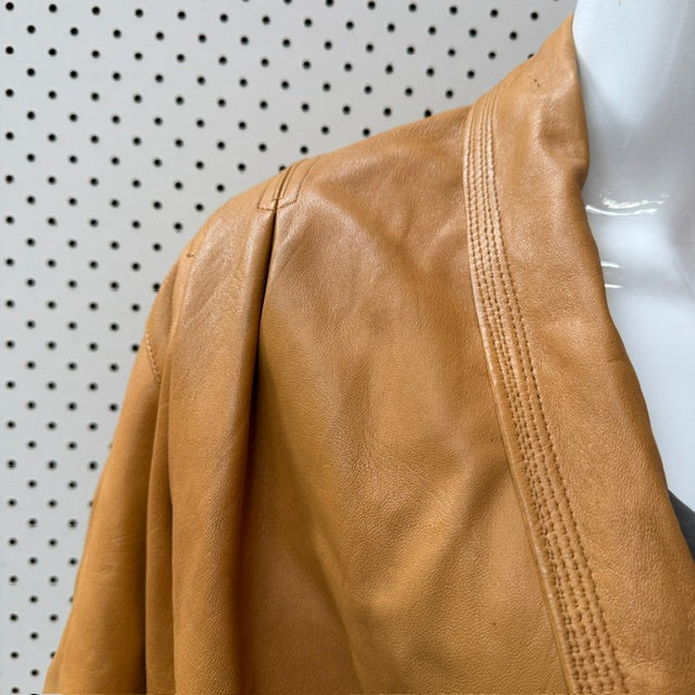 1980s vintage / brown leather jacket / made in italy / 46 (3914752546974185311)