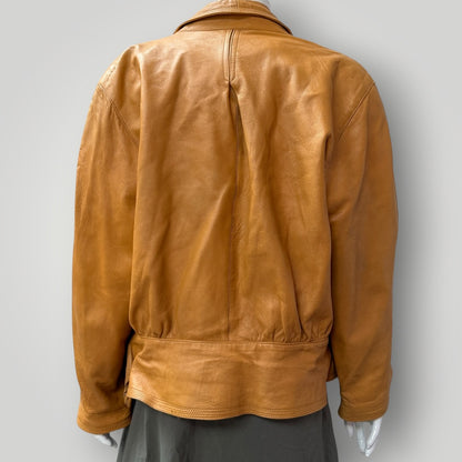 1980s vintage / brown leather jacket / made in italy / 46 (3914752970986513474)