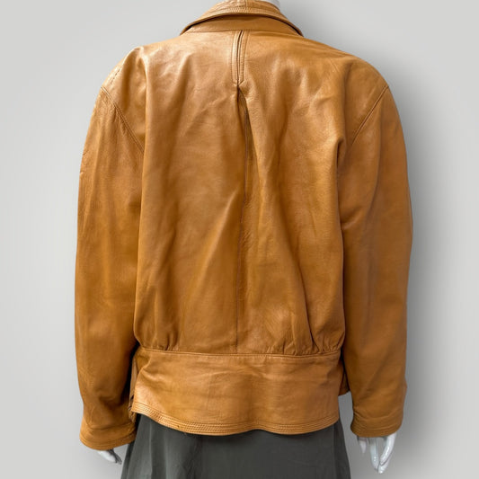 1980s vintage / brown leather jacket / made in italy / 46 (3914752970986513474)