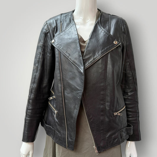 biker jacket / black leather / s/m (3914752972808802472)