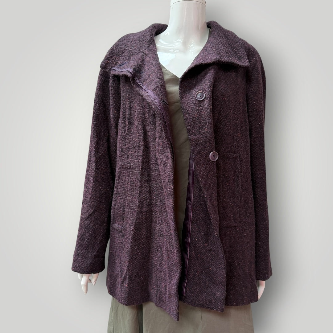 JOHN LEWIS WOMEN / wool mix tweed pea coat / s/m (3914753000776019607)