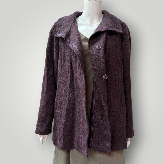 JOHN LEWIS WOMEN / wool mix tweed pea coat / s/m (3914753000776019607)