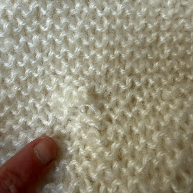 hand knitted / cream + mustard wool jumper / m/l (3914826403472209731)