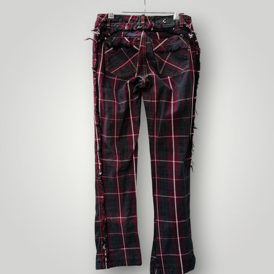 VIVIENNE WESTWOOD Anglomania / plaid fringe denim jeans / 27 (3914839500671418436)