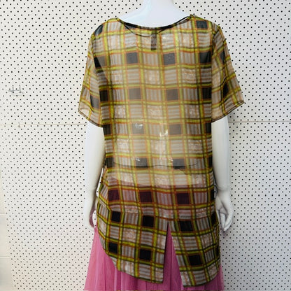 MEMO / sheer plaid top / 12 (3915003437384056535)