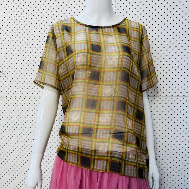 MEMO / sheer plaid top / 12 (3915003443052735078)
