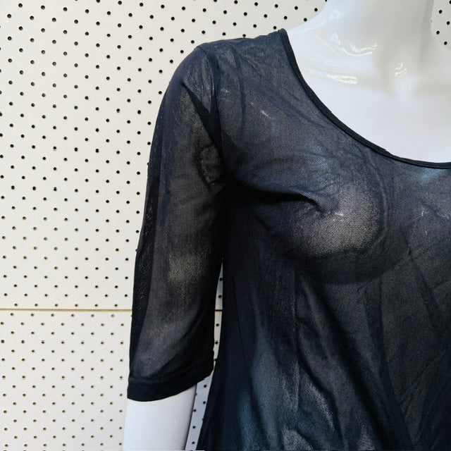 REDHEAD / sheer balck mesh top / 16 / made in nz (3915003456292002217)