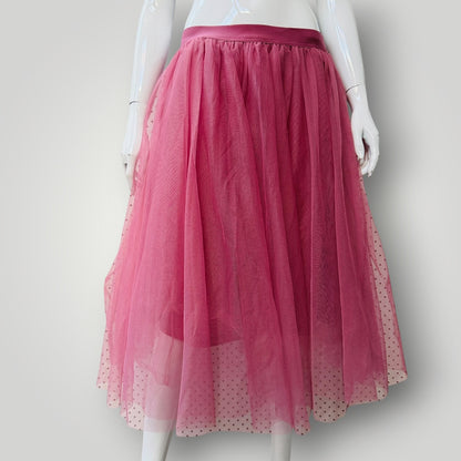 HAUTE MONDE / full pink tulle skirt / XL (3915004975069120577)