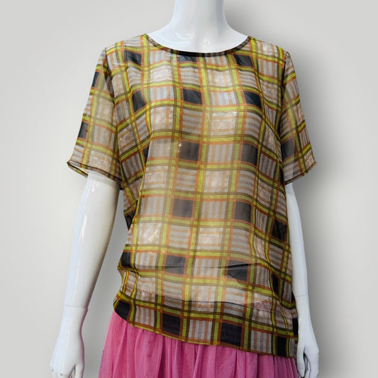 MEMO / sheer plaid top / 12 (3915005049138096141)