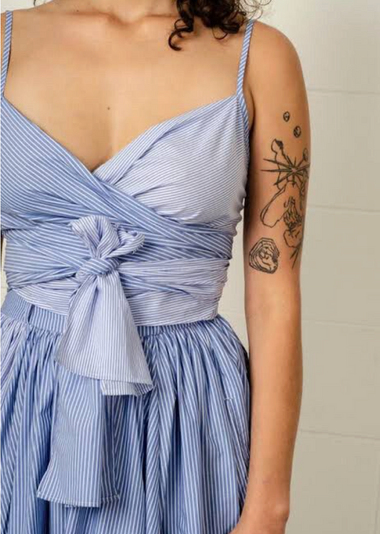 PENNY SAGE / dalton wrap top (blue stripes) / s (3915006794520751260)