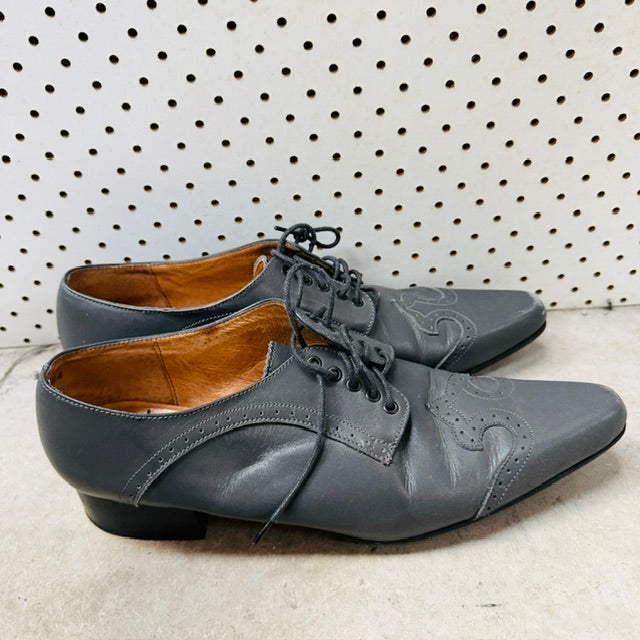 MINNIE COOPER / grey leather oxford brogues / 40 (3915270176757947618)