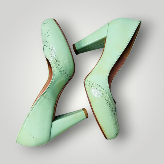 KATE SYLVESTER x G&L handmade pumps in mint green / 40 (3915270494900497637)