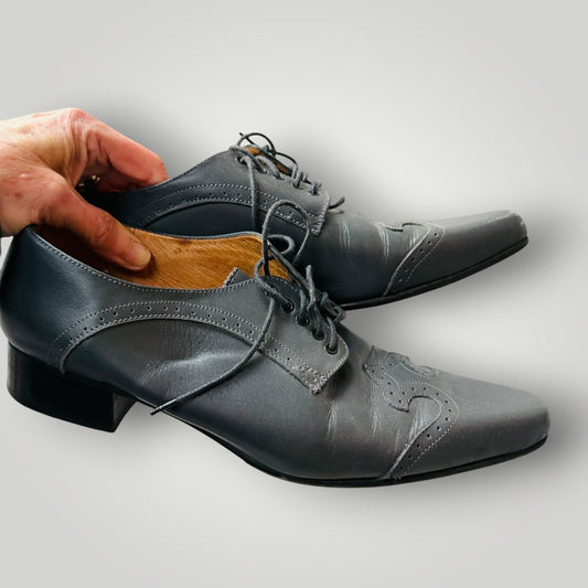 MINNIE COOPER / grey leather oxford brogues / 40 (3915270501300291445)