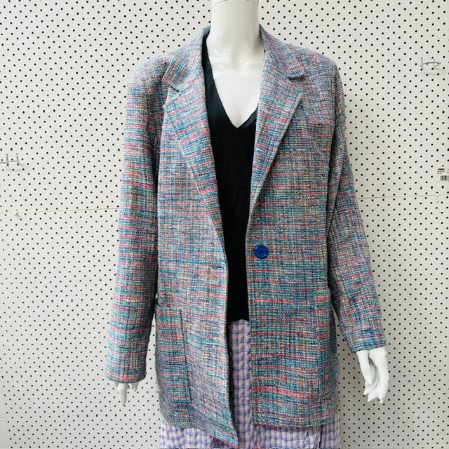 1990s vintage / SILK / tweed blazer / m (3915354231349846600)