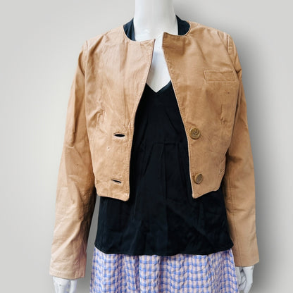 JUST JEANS / brown suede leather jacket / s (3915354991781705443)