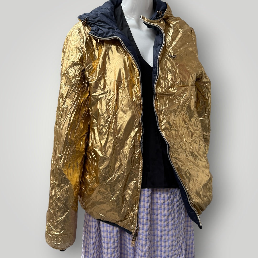 EMPORIO ARMANI / navy gold reversible down puffer / 56 (3915355020763017572)