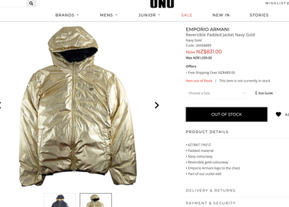 EMPORIO ARMANI / navy gold reversible down puffer / 56 (3915360323855635757)