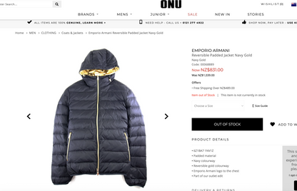 EMPORIO ARMANI / navy gold reversible down puffer / 56 (3915360326794307447)