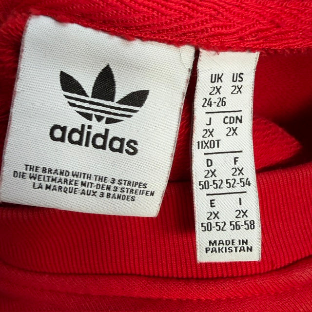 ADIDAS / red stripe sweatshirt / 2XL (3915531329604705866)