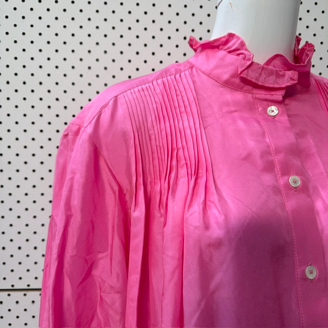 Maggie Marilyn / 'Don't Over Think It' shirt / pink silk / s/m (3915531346256146991)