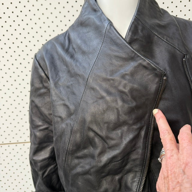 GRACE HILL / black leather jacket / s (3915531389904616112)