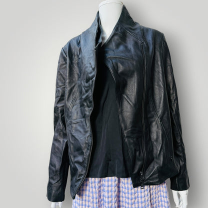 GRACE HILL / black leather jacket / s (3915533659448909083)
