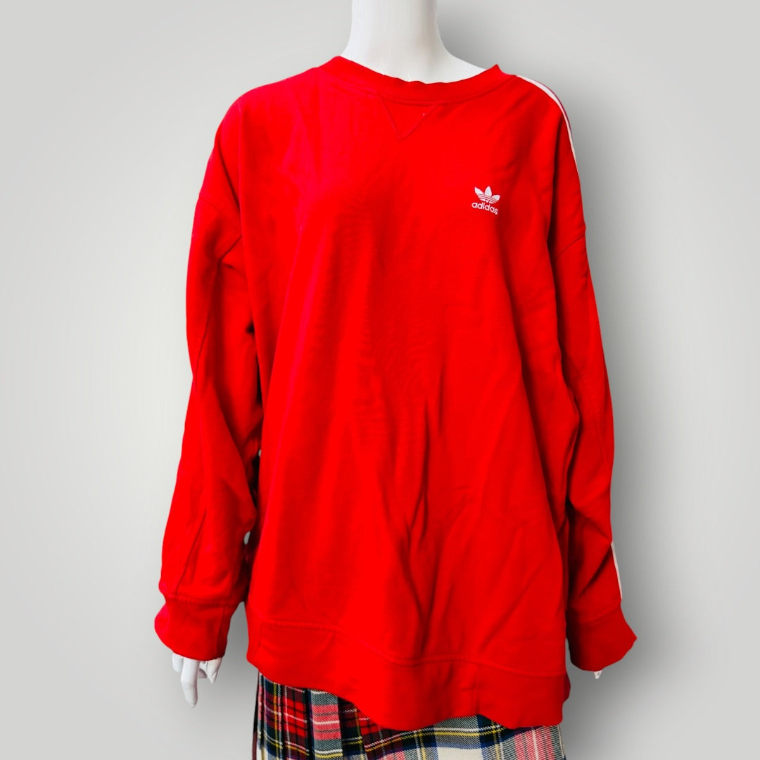ADIDAS / red stripe sweatshirt / 2XL (3915533680466821077)