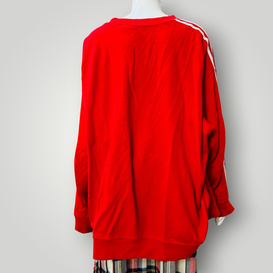 ADIDAS / red stripe sweatshirt / 2XL (3915533682178176915)