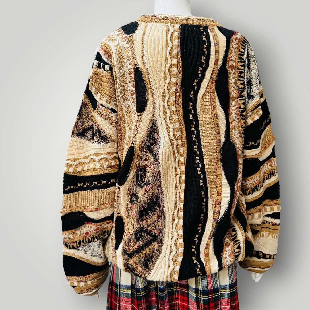 1990s vintage / TUNDRA / coogi like cotton jumper / M (3915533694660407003)
