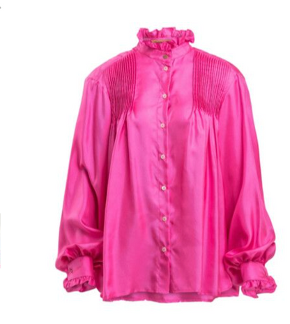 Maggie Marilyn / 'Don't Over Think It' shirt / pink silk / s/m (3915541416886616695)