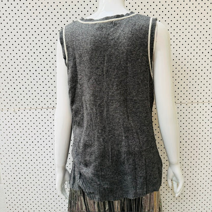 Sleeveless / charcoal grey knit / possibly cashmere / s (3915871920735483515)