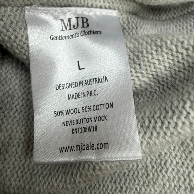 M.J. Bale / Nevis Button Mock Neck Sweater / wool cotton / L (3915871959996291870)