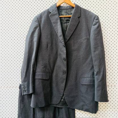 1960s vintage / grey wool suit / m (3915871990236192828)