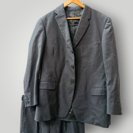 1960s vintage / grey wool suit / m (3915872337339503655)