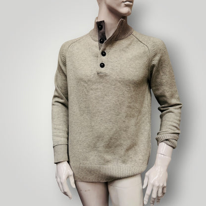 M.J. Bale / Nevis Button Mock Neck Sweater / wool cotton / L (3915872342262277527)