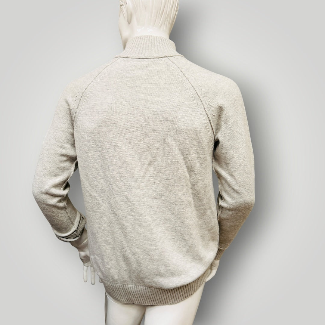 M.J. Bale / Nevis Button Mock Neck Sweater / wool cotton / L (3915872344003108821)