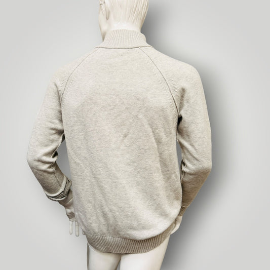 M.J. Bale / Nevis Button Mock Neck Sweater / wool cotton / L (3915872344003108821)