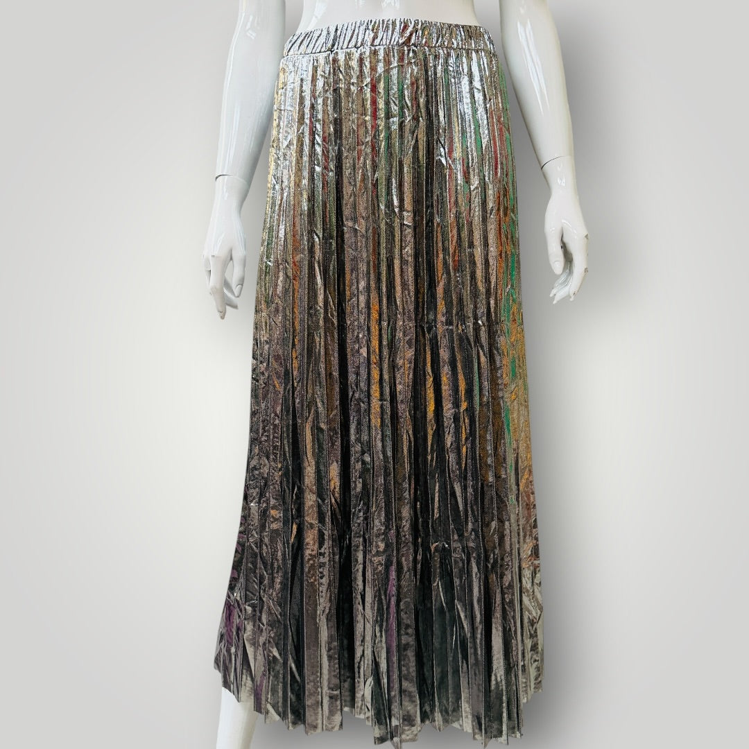 SILVER / permanent pleat midi skirt / s/m (3915872351045638484)