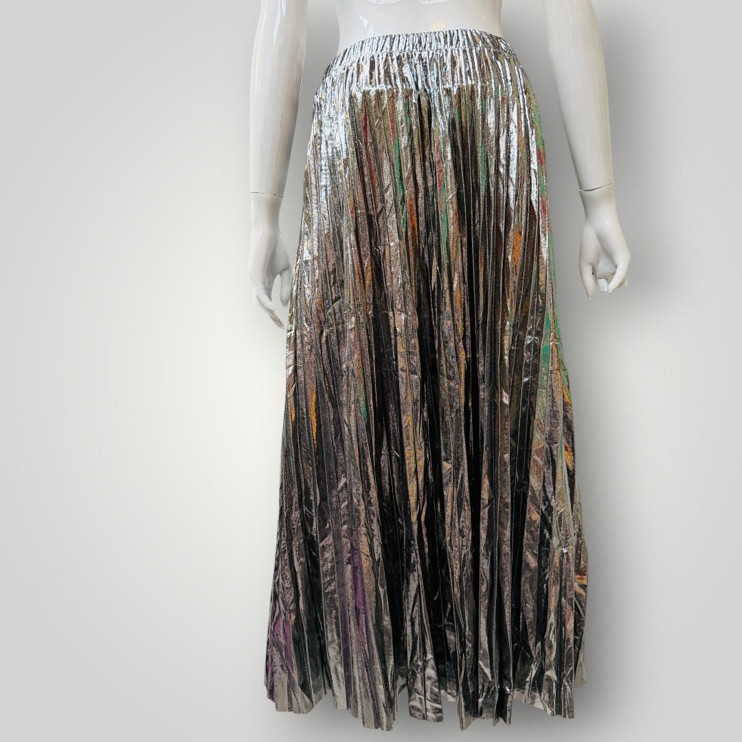 SILVER / permanent pleat midi skirt / s/m (3915872352785305215)