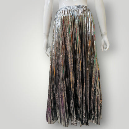 SILVER / permanent pleat midi skirt / s/m (3915872352785305215)