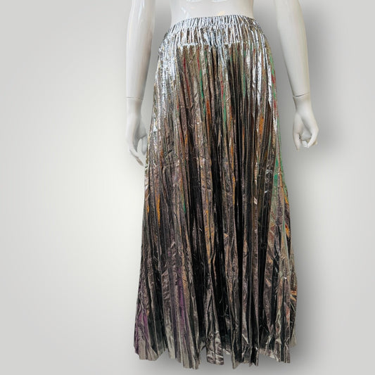 SILVER / permanent pleat midi skirt / s/m (3915872352785305215)