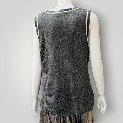 Sleeveless / charcoal grey knit / possibly cashmere / s (3915872356800322326)