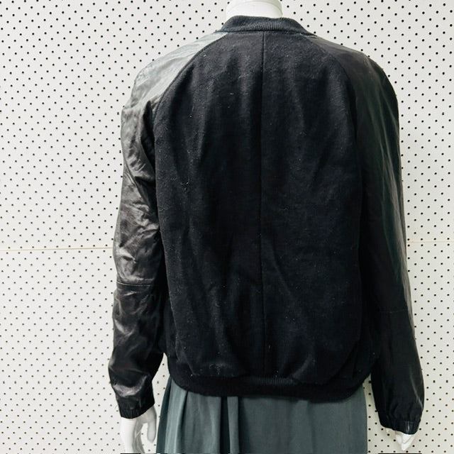 1990s vintage NAFNAF / wool jacket with leather sleeves / 36 / y2k (3915983788644422436)