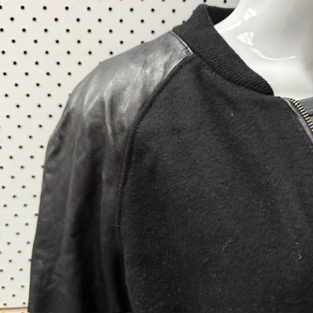 1990s vintage NAFNAF / wool jacket with leather sleeves / 36 / y2k (3915983790165609393)