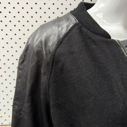 1990s vintage NAFNAF / wool jacket with leather sleeves / 36 / y2k (3915983790165609393)